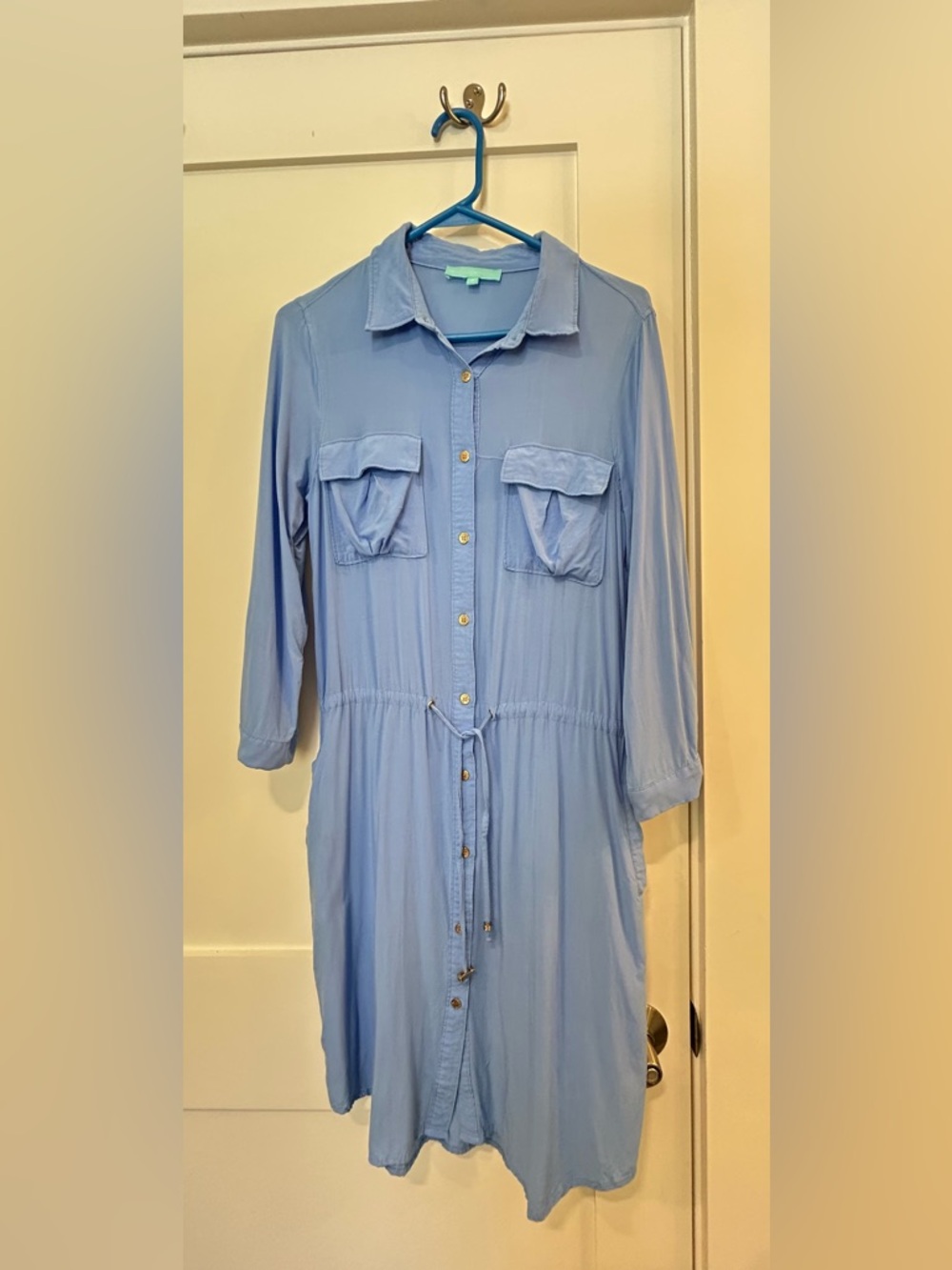 Melissa Odabash Blue Button Front Shirt Dress | Size M | Resort Beach Cover-Up